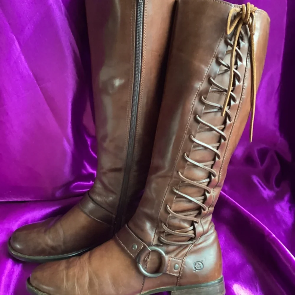 Born Brown Over-the-Knee Lace-Up Riding Boots